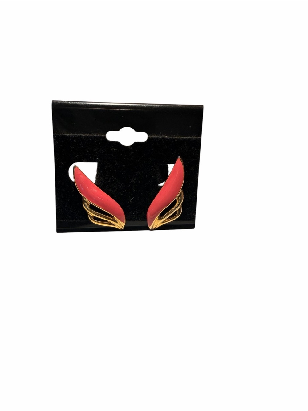 Gold-Tone Red Enamel Wing Clip Earrings - Women Jewelry